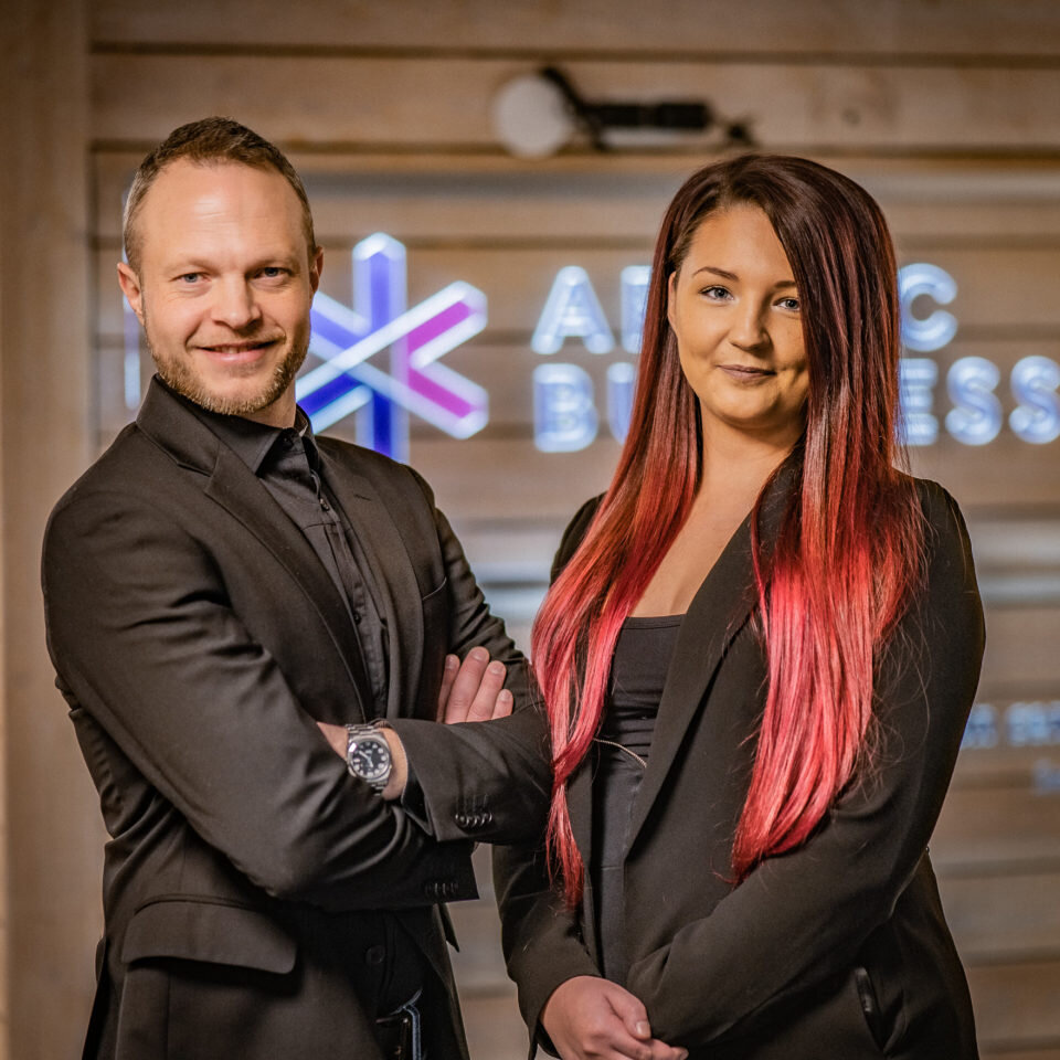 Two members of the Arctic Space Technologies team at the Lule&aring; office.
